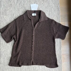 DISSH Woven Knit Crochet Top